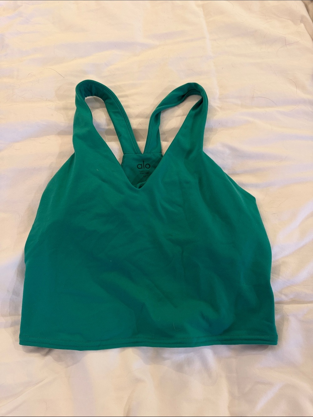 ALO Yoga Teal V-Neck Racerback Sports Bra